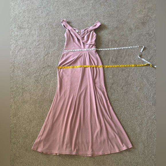 David’s Bridal formal dress 4 Stretchy Pink straps shoulder off wedding prom - Picture 3 of 9